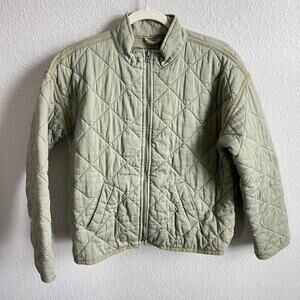 Gap Kids Quilted Utility Jacket Olive Green Girl's XXL 14-16 Full Zip Winter